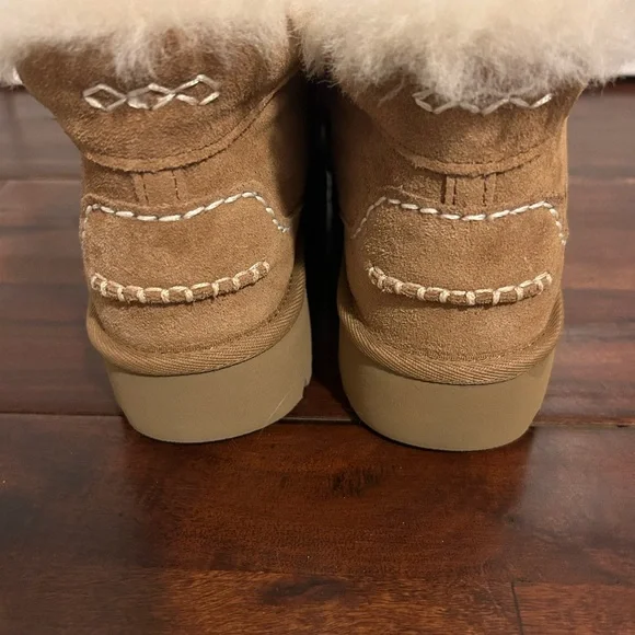 UGG Chestnut Suede Shearling Moccasins - Picture 5 of 8